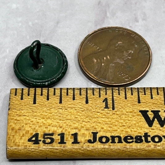 Vintage Lot of 2 Green Metal 1/2 Buttons SE2