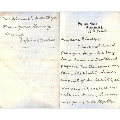 Early 1900s Handwritten Letter Penicuik House Penicuik NB Daphne Napier AF3-17