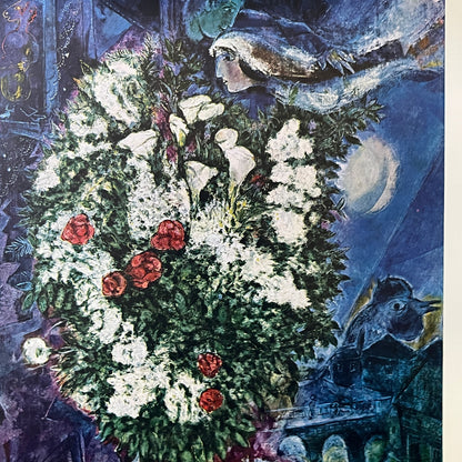 Bouquet With Flying Lovers - Chagall Vintage Art Print 9x12 V5