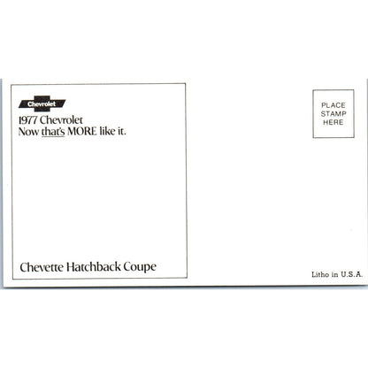 Chevrolet Chevy 1977 Chevette Hatchback Coupe Green Vintage Postcard PC12