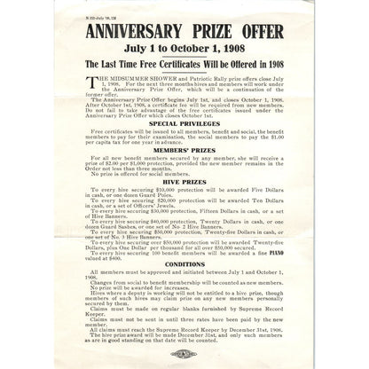 1908 Midsummer Shower and Patriotic Rally Hive Prize Offer Leaflet AE9-X2