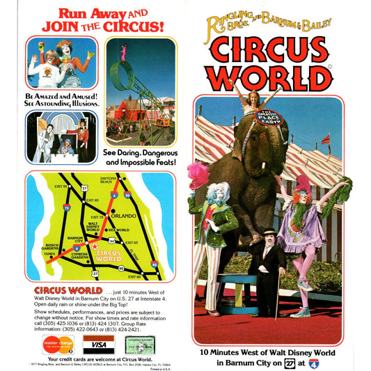 1980s Ringling Bros and Barnum & Bailey Circus World FL Travel Brochure TF4-BA