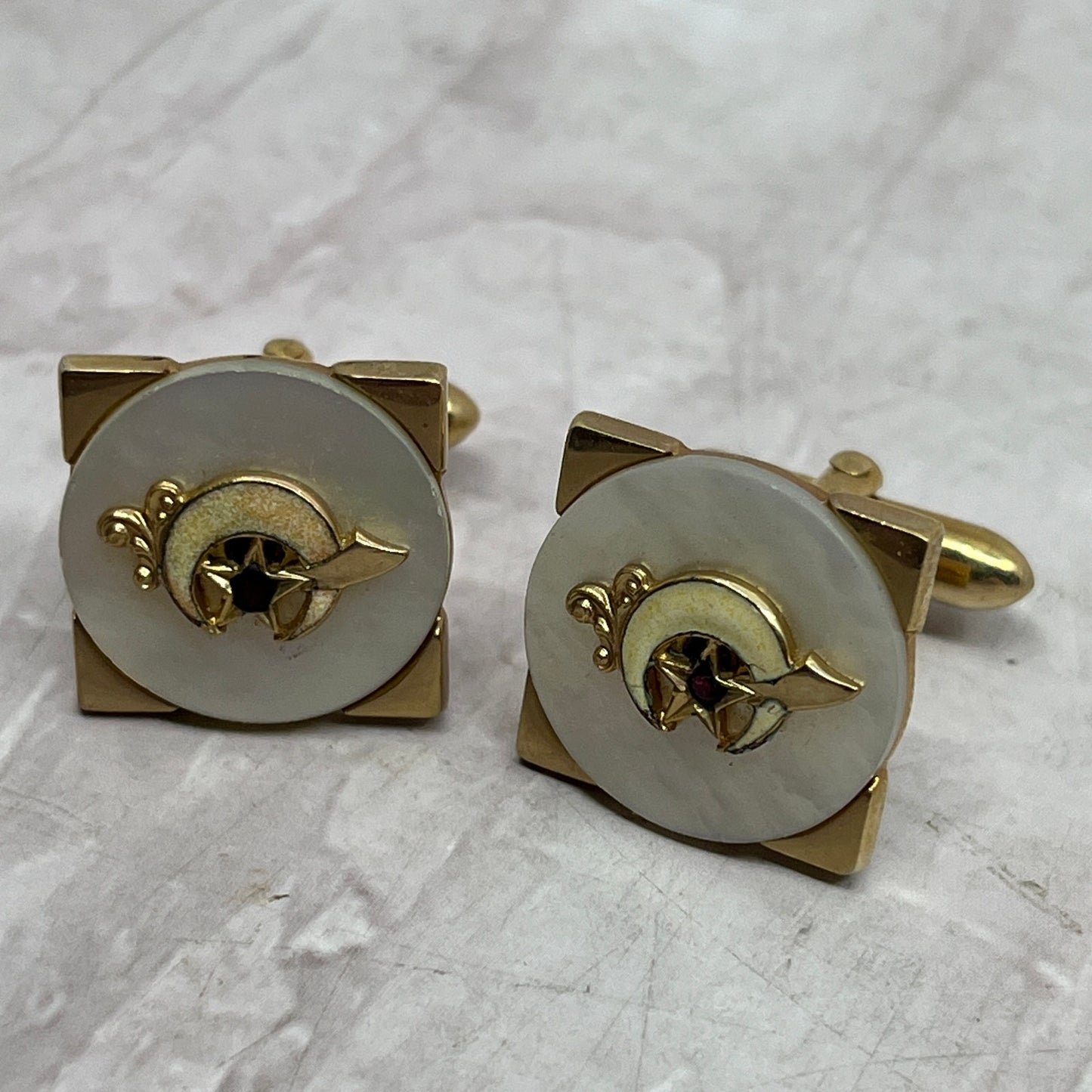 Vintage MCM Swank Shriners Member Cufflinks - Masonic Shriner Scimitar SE5