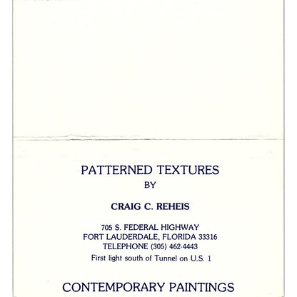 Craig C Reheis Contemporary Artist Ft. Lauderdale Vintage Business Card SE3-B11