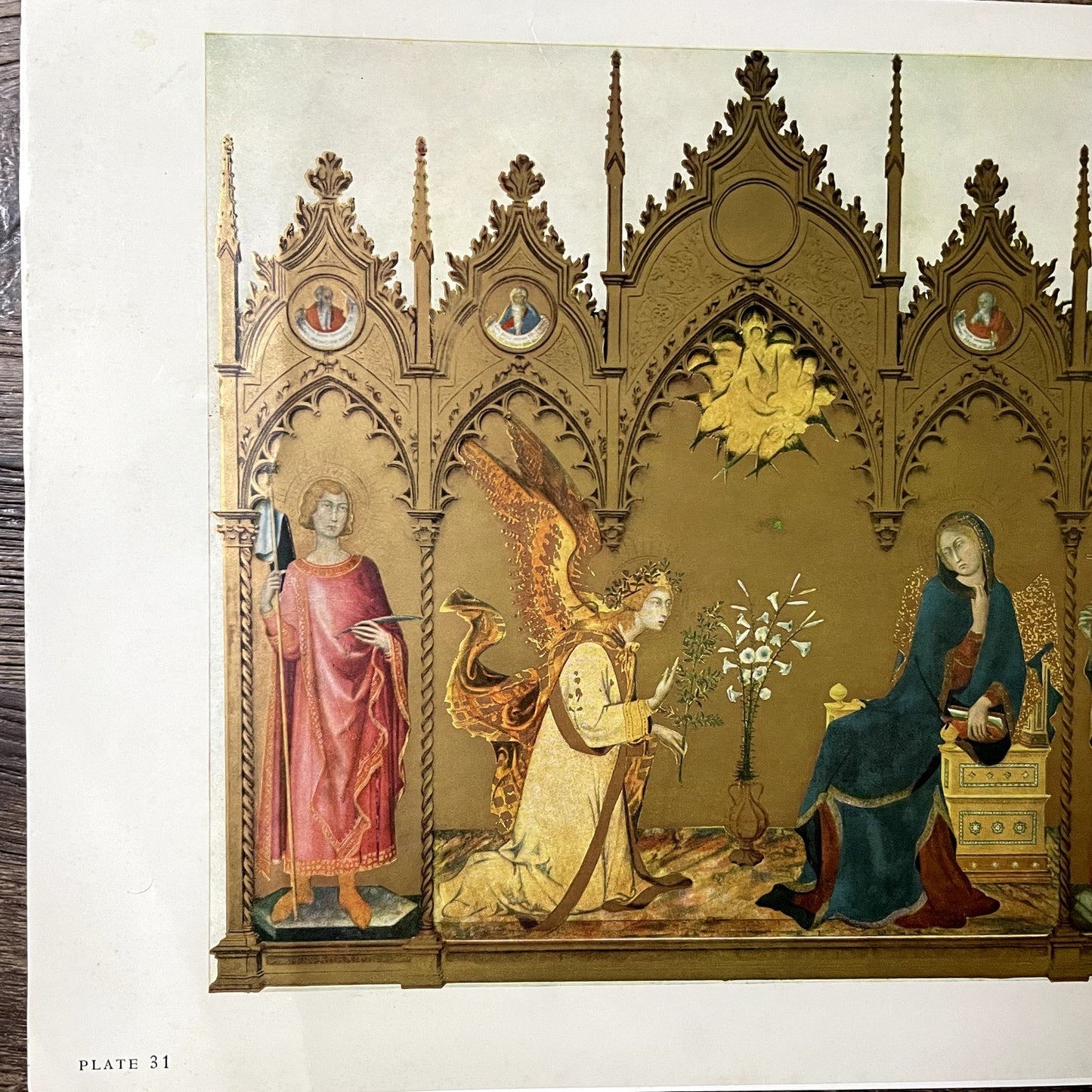 The Annunciation Simone Martini Lithograph Vintage Art Print 9x12 V11