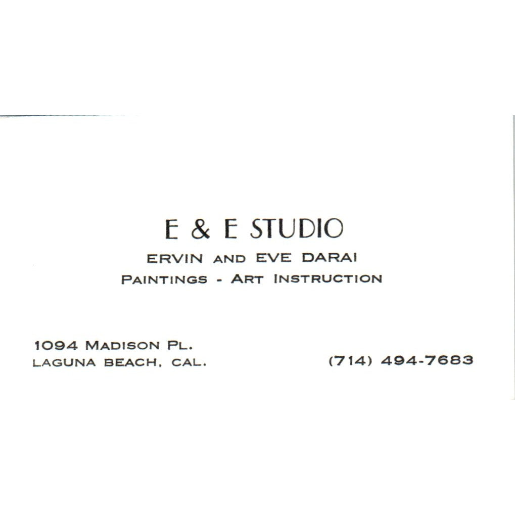 E&E Studio Ervin and Eve Darai Laguna Beach CA Vintage Business Card SD4-B4