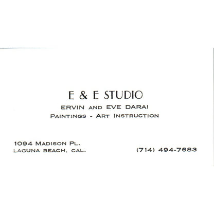 E&E Studio Ervin and Eve Darai Laguna Beach CA Vintage Business Card SD4-B4