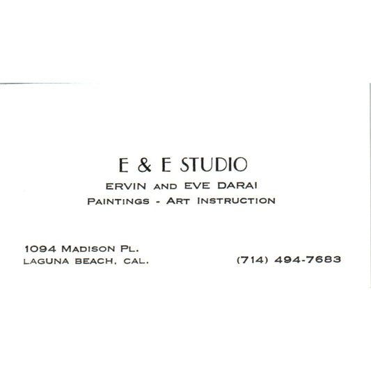 E&E Studio Ervin and Eve Darai Laguna Beach CA Vintage Business Card SD4-B4