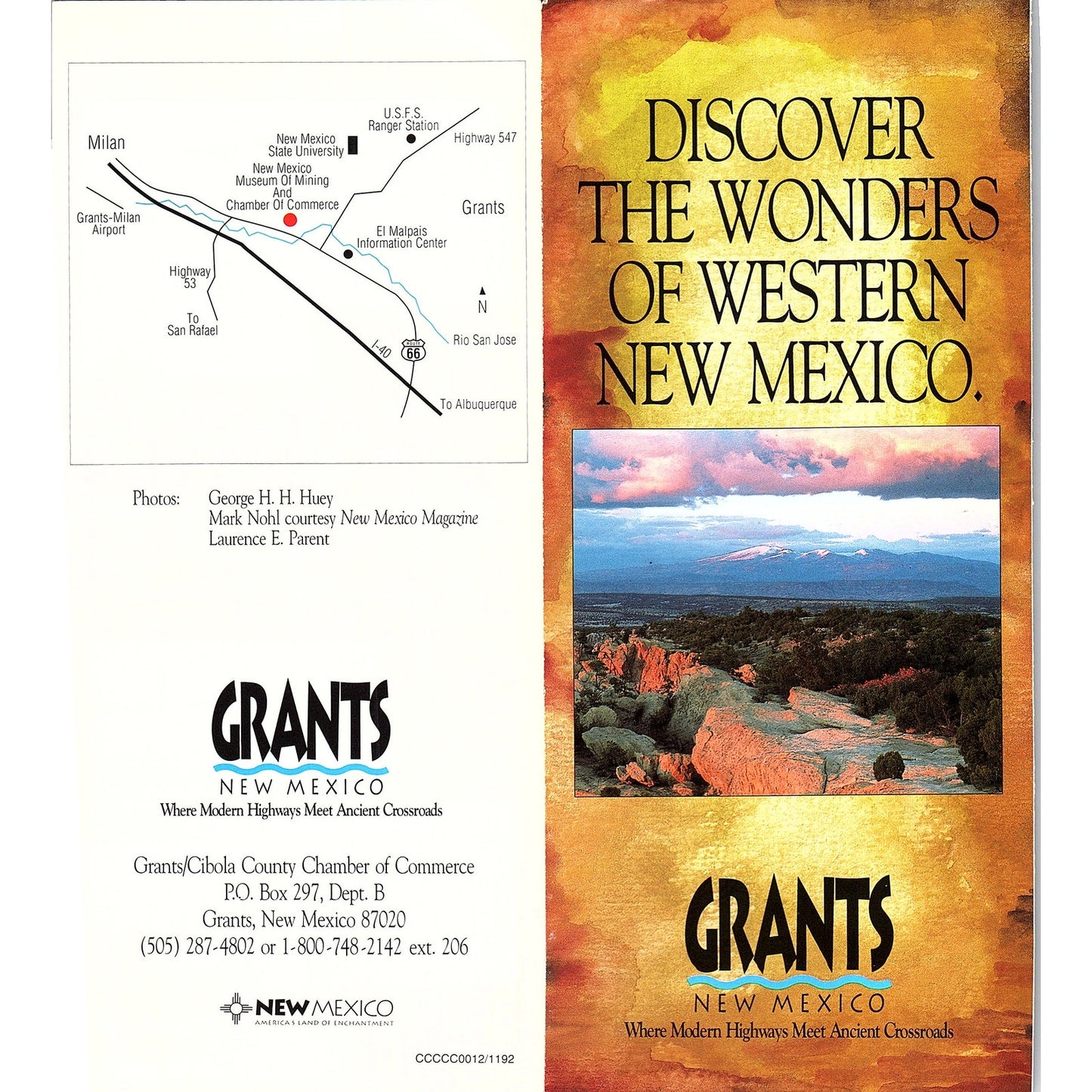 Grants/Cibola County New Mexico Vintage Fold Out Travel Brochure TH2-TB1