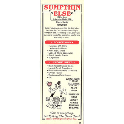 Sumpthin Else Souvenir & Gift Shop St. Augustine FL 1989 Ad AF9-13