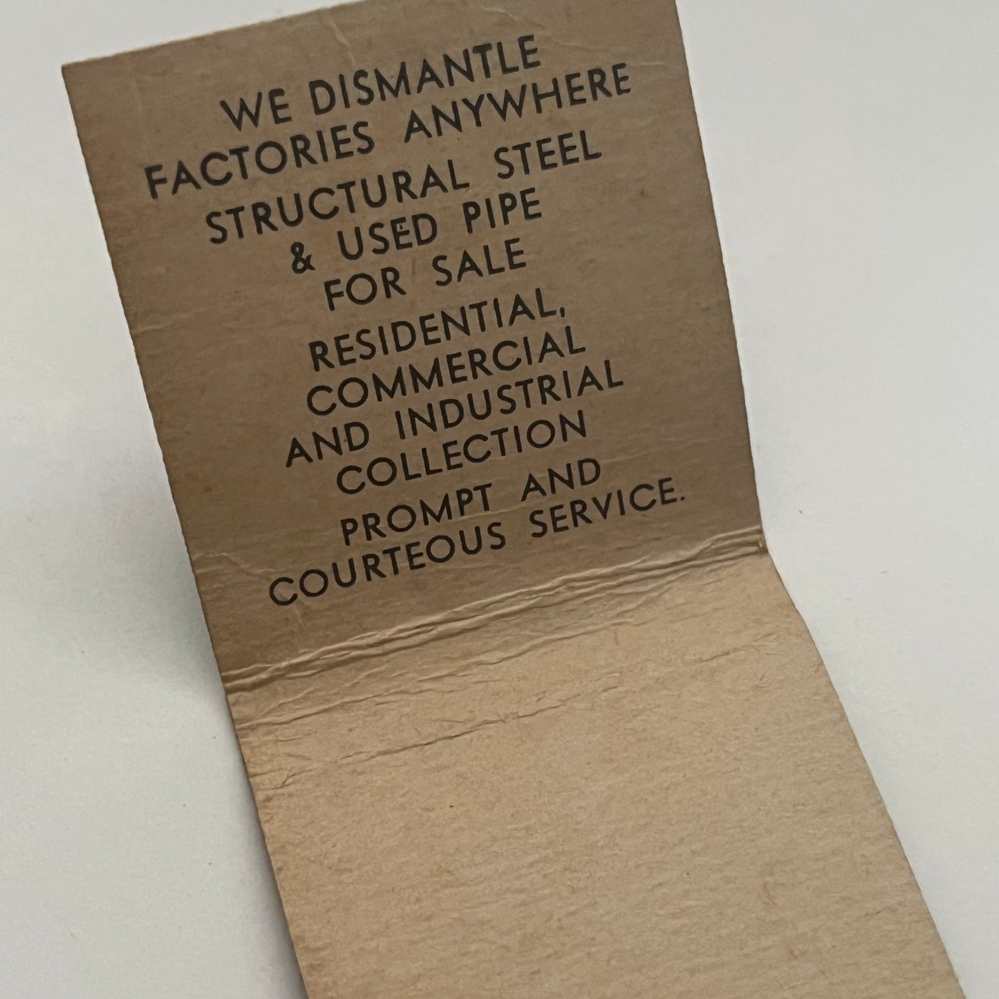 Fairfield Scrap Iron & Metal Fairfield CT Vintage Matchbook Cover TB8-MB2-1