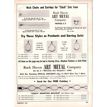 Rock Haven Art Metal Company Whitefield NH 1964 Magazine Ad AB6-D18