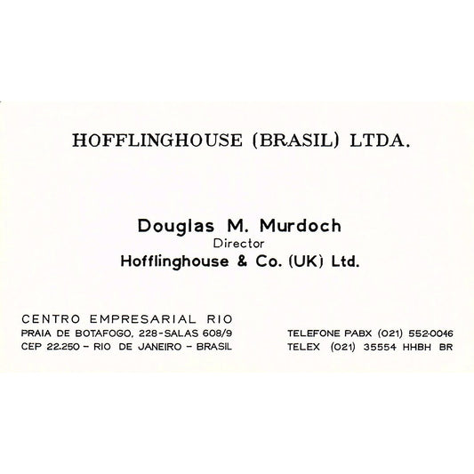 Douglas M Murdoch Hofflinghouse & Co Brazil Vintage Business Card SC9-B2