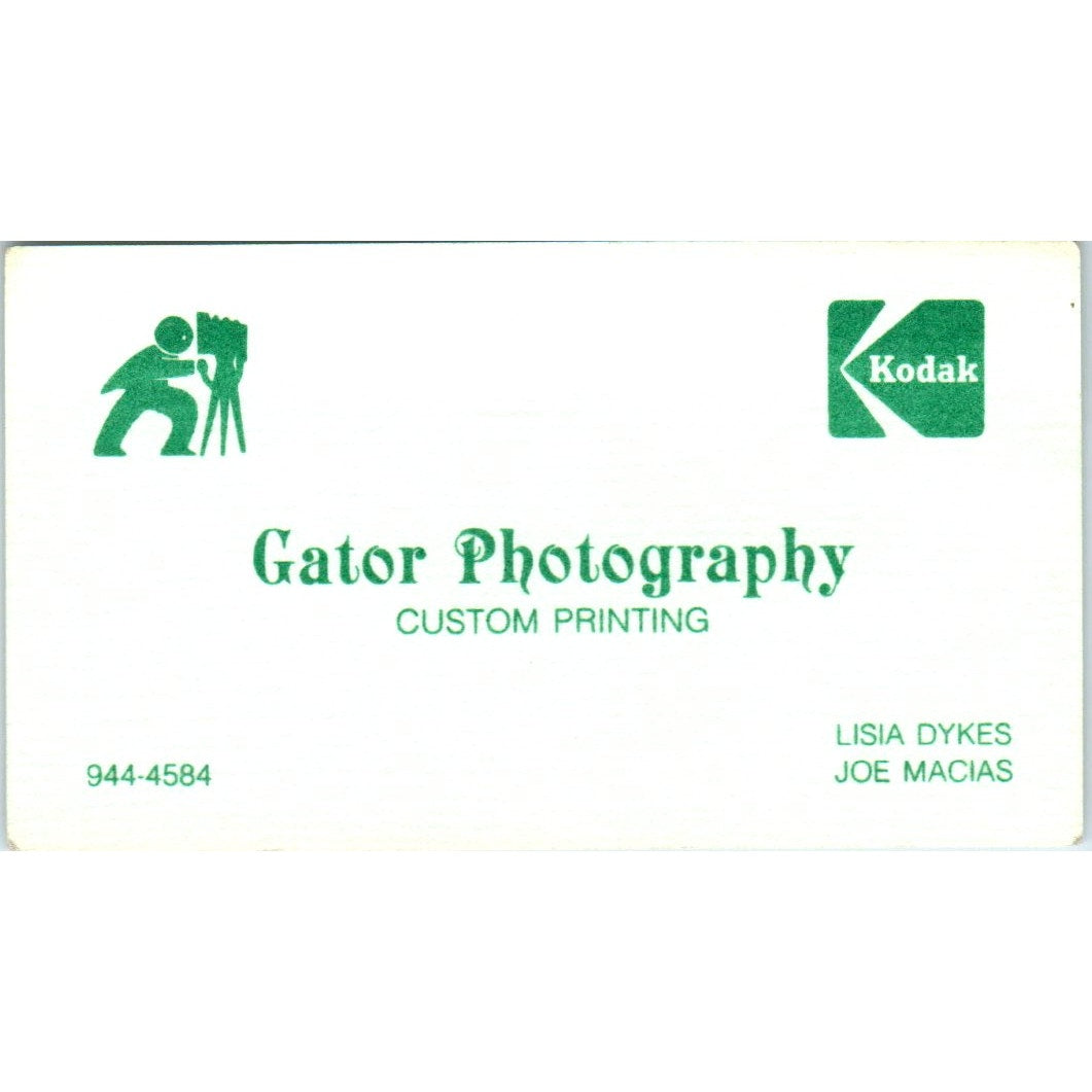 Gator Photography Printing Lisa Dykes Joe Macias Vintage Business Card SD8-B17
