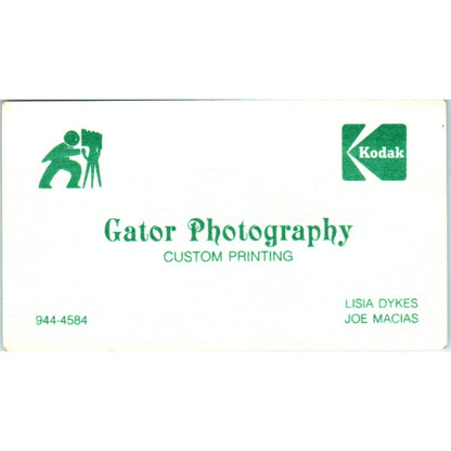 Gator Photography Printing Lisa Dykes Joe Macias Vintage Business Card SD8-B17