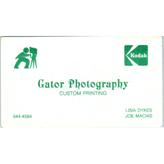 Gator Photography Printing Lisa Dykes Joe Macias Vintage Business Card SD8-B17