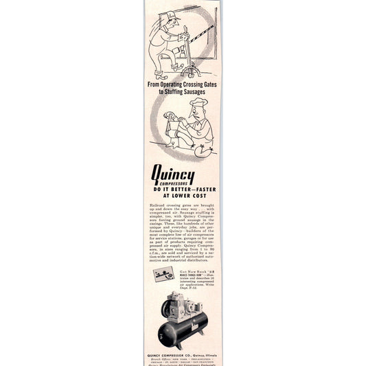 Quincy Air Compressor Co Quincy IL 1951 Magazine Ad D17