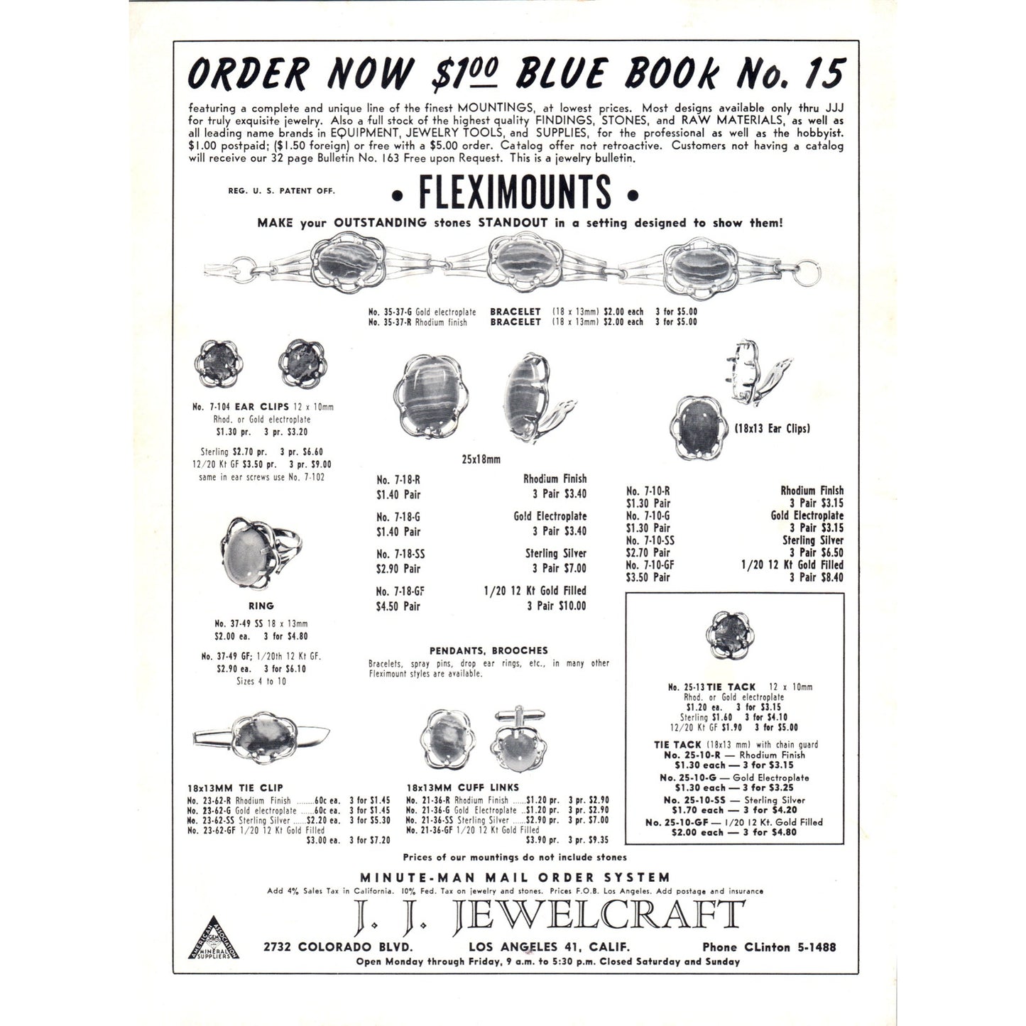 J.J. Jewelcraft Mineral Suppliers Los Angeles CA 1964 Magazine Ad AB6-D18