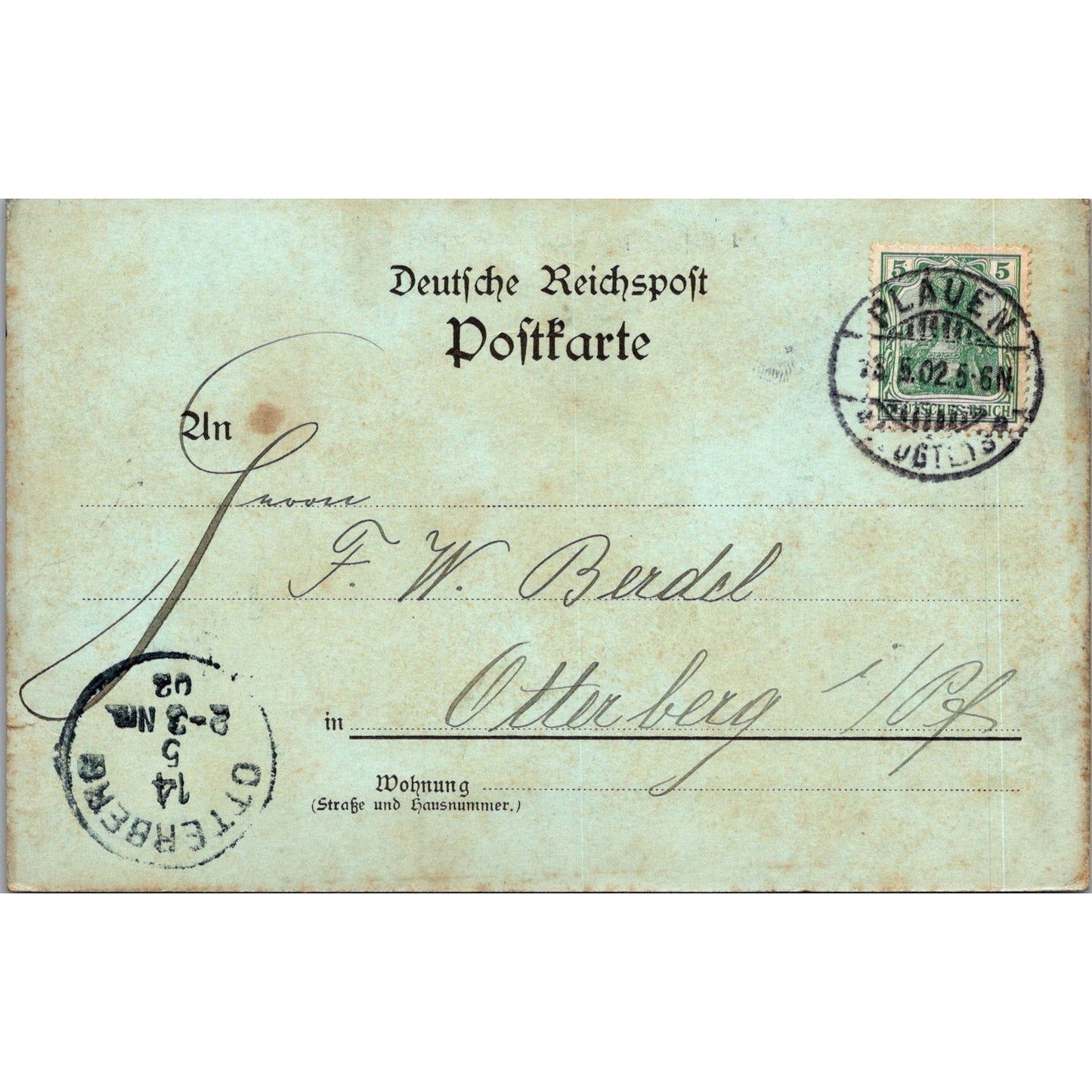 Robenfabrik Plauen Christian Denker Otterburg Plauen 1902 Reich Postcard P5-11