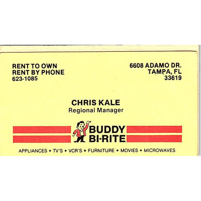 Chris Kale Buddy Bi-Rite Tampa FL Vintage Business Card SC9-B7