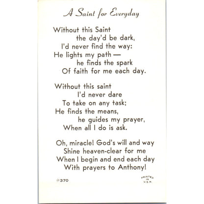 St. Anthony of Padua Vintage Catholic Prayer Card TH2-PC1
