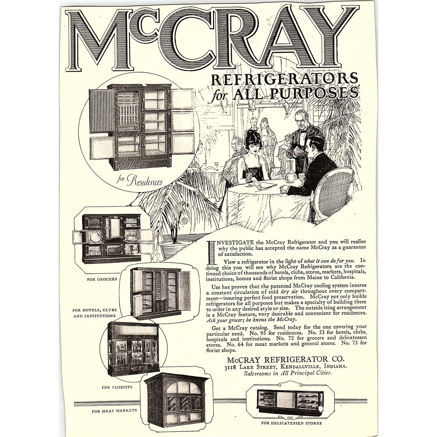 McCray Refrigerator Co Refrigerators Kendallville Indiana c1920 Ad AF8-10