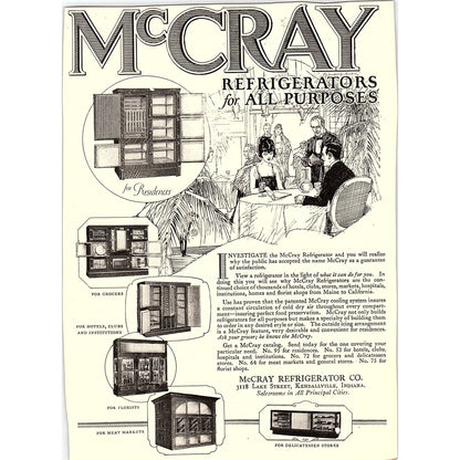 McCray Refrigerator Co Refrigerators Kendallville Indiana c1920 Ad AF8-10