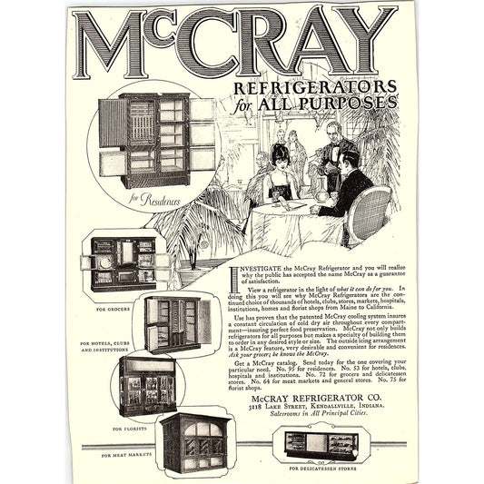 McCray Refrigerator Co Refrigerators Kendallville Indiana c1920 Ad AF8-10