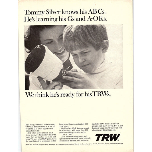 Space Flight Parts TRW Inc Thompson Ramo Woolridge Inc Cleveland 1967 Ad AG1-15