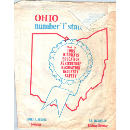 Vintage Ohio Auto Litter Collection Bag James A. Rhodes P.E. Masheter D23