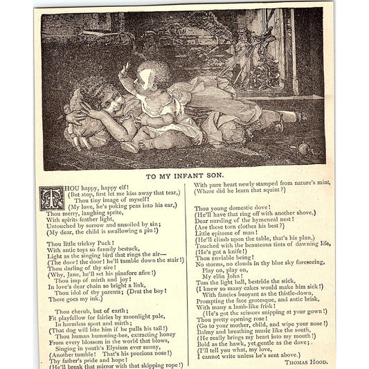 To My Infant Son - Thomas Hood 1884 Poem AG3-1