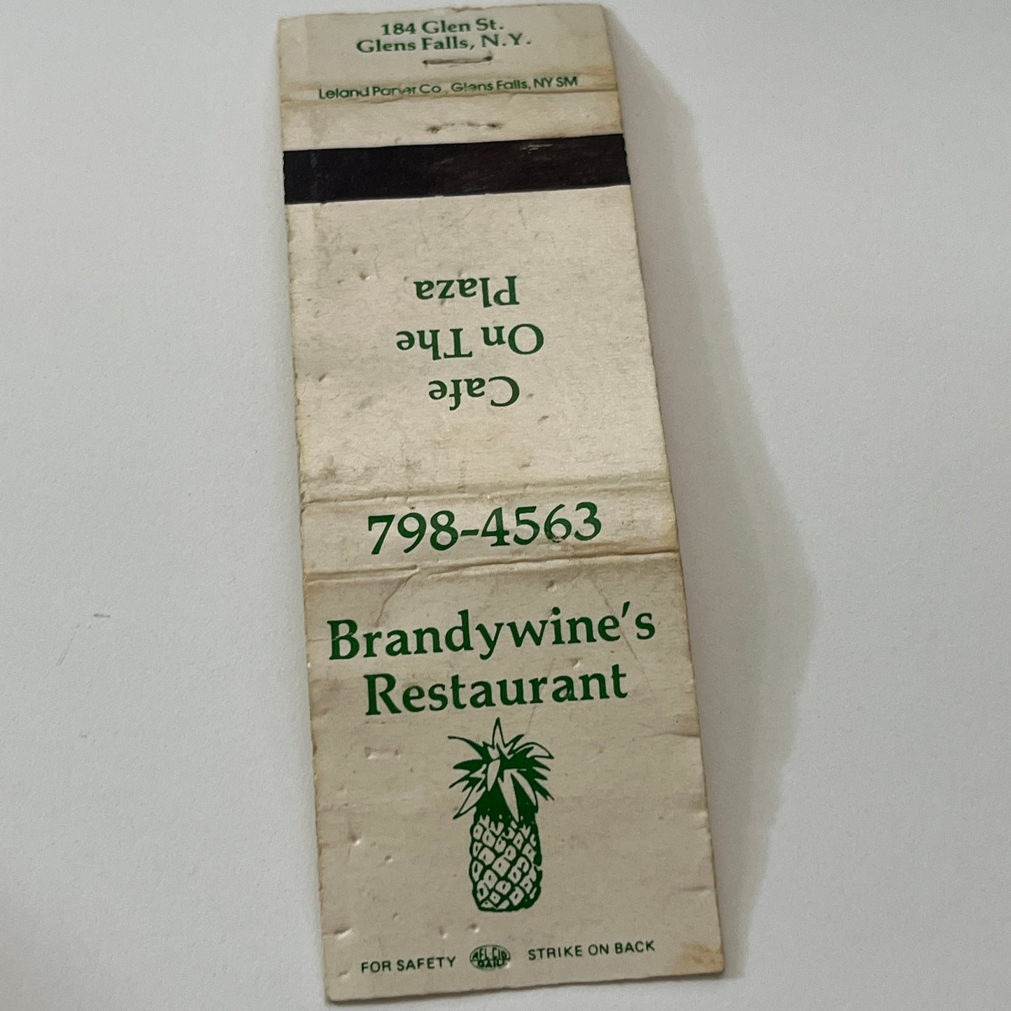 Brandywine's Restaurant Cafe on the Plaza Glen Falls Matchbook Cover TB6-MB1-14