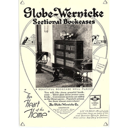 Globe-Wernicke Sectional Bookcases Cincinnati c1920 Ad AF8-10