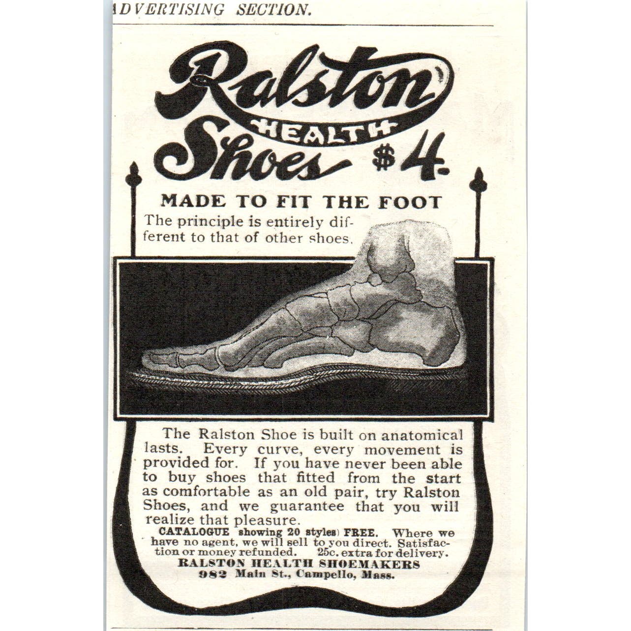 Ralston Health Shoes Campello MA c1905 Original Magazine Advertisement AE7-A3