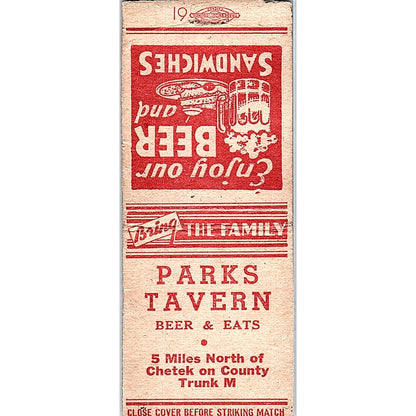 Parks Tavern Chetek WI Vintage Matchbook Cover SF3-Y7