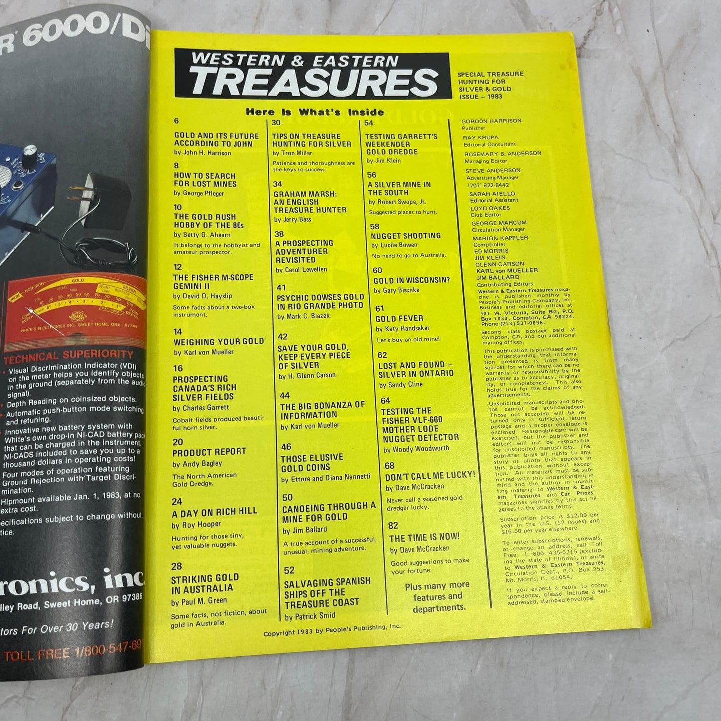 1983 Western & Eastern Treasures' Silver & Gold Magazine Treasure Hunting M20