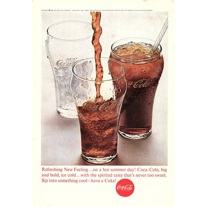 Refreshing New Feeling on a Hot Summer Day 1963 Coca-Cola Coke Ad 6.75x10 V19