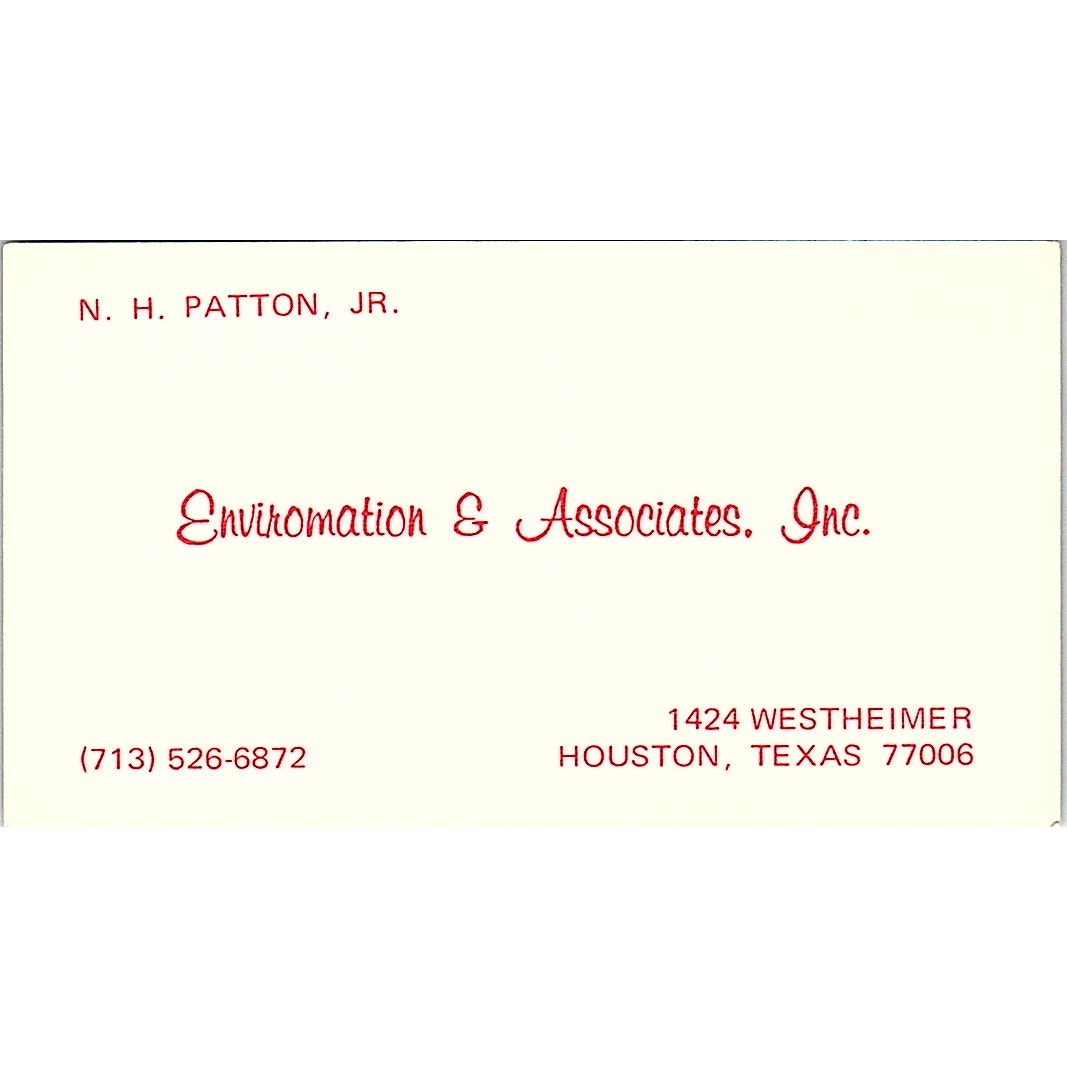 Enviromation & Associates N.H. Patton JR Houston Texas Business Card SF3-B5
