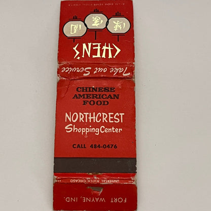 Chen's Chinese American Food Fort Wayne IN Vintage Matchbook TB6-MB2-14