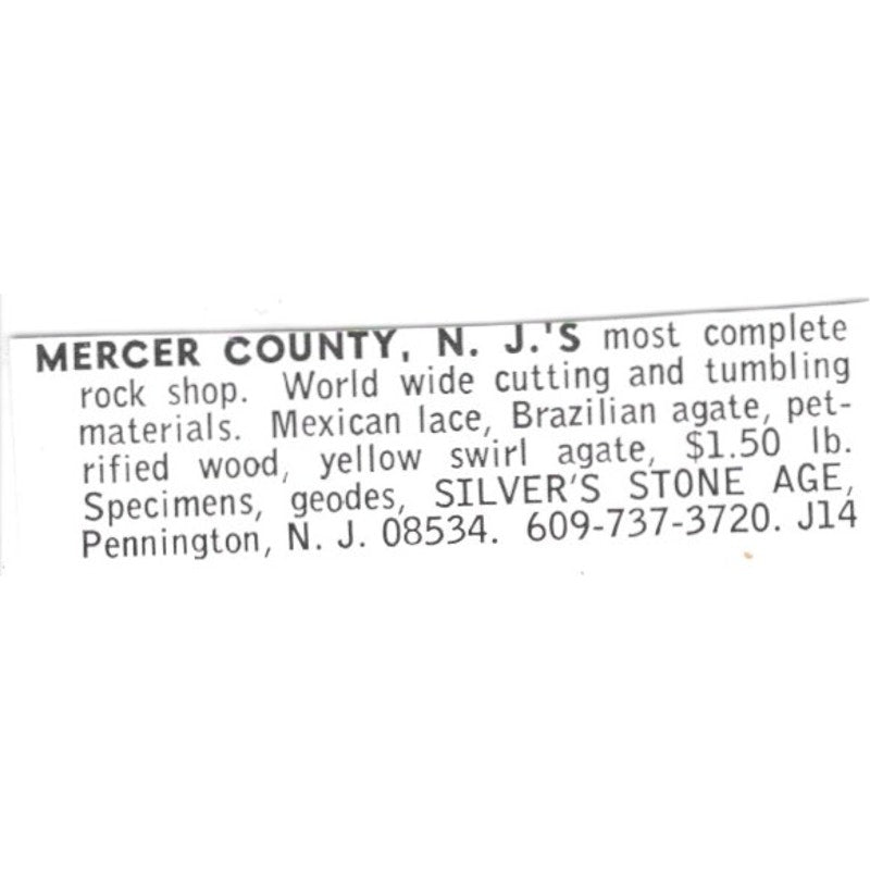 Silver Stone Age Rock Shop Mercer County Pennington NJ 1972 Ad AF8-S26