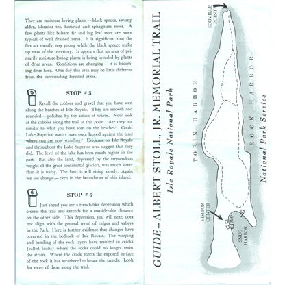 Vintage Albert Stoll Jr. Memorial Trail Isle Royale National Park Travel Brochure TF4-B4