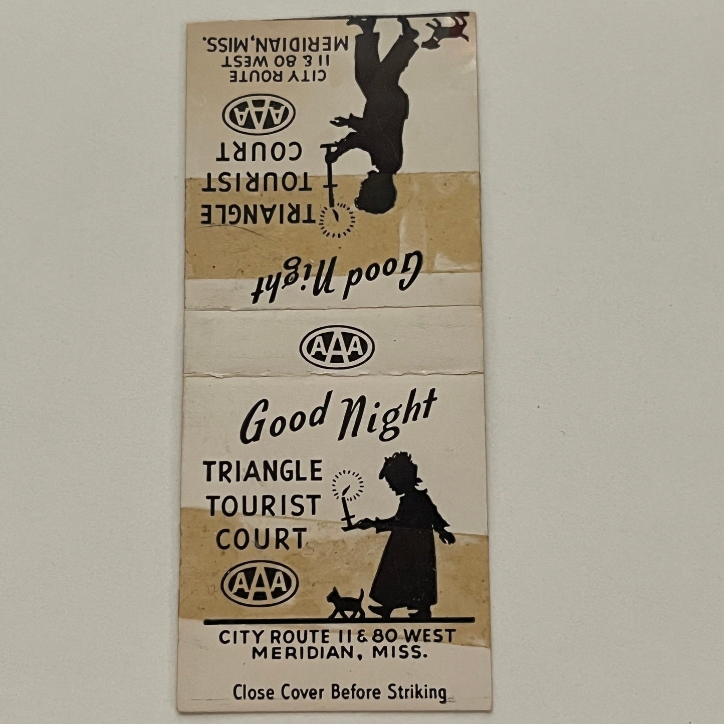 Triangle Tourist Court Meridian MS 1953 Matchcover Match Book AG3-S27