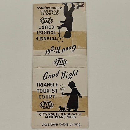 Triangle Tourist Court Meridian MS 1953 Matchcover Match Book AG3-S27
