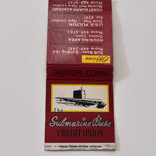 Submarine Base Credit Union Groton CT Vintage Matchbook Cover TB8-MB-10