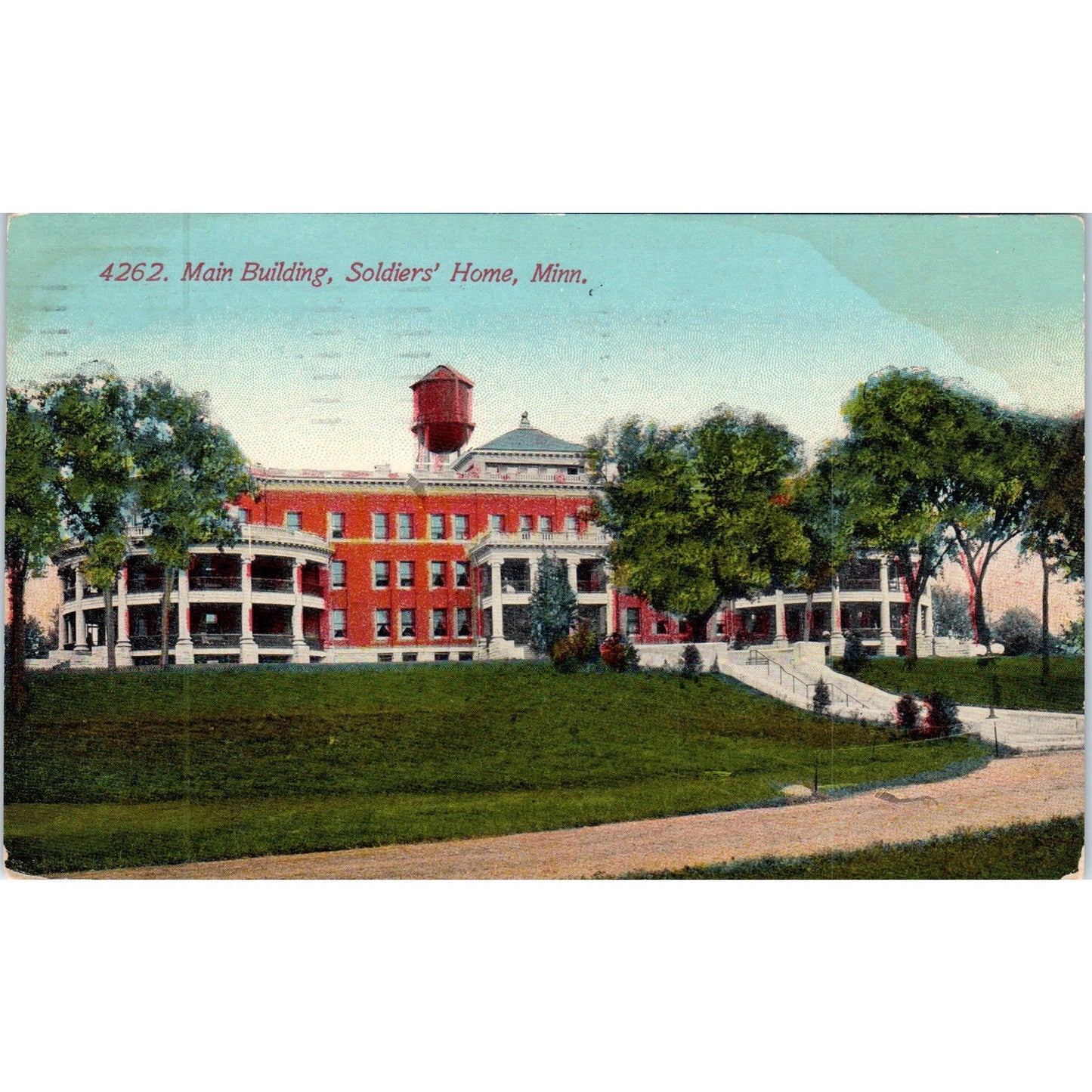 c1913 Spanish American War Main Building Soldiers Home MN Original Postcard PD2