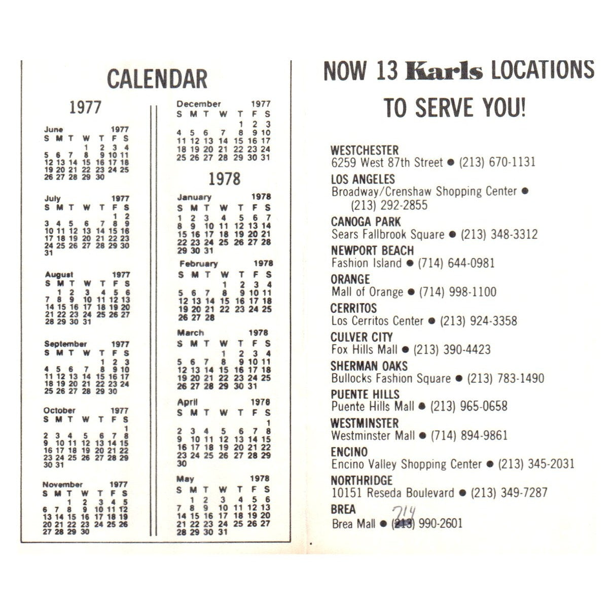 Karls Toys Hobbies Stationers Cerritos Orange Westminster Business Card SF3-B1