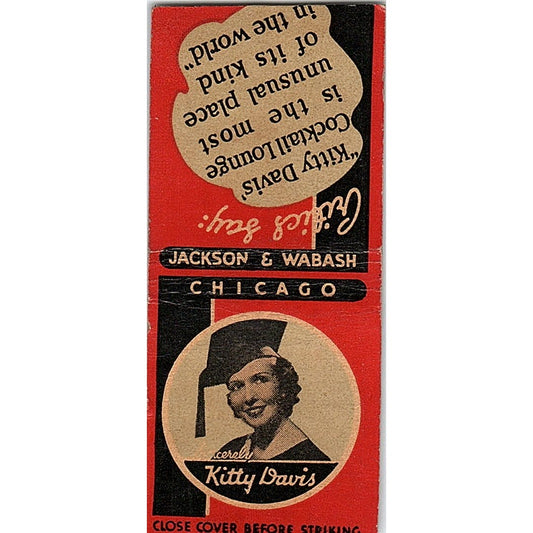 Kitty Davis' Cocktail Lounge Chicago Vintage Matchbook Cover SC7-Y1