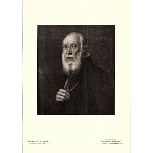 Portrait of Sansovino - Tintoretto - 1902 Litho Art Print AF4-12