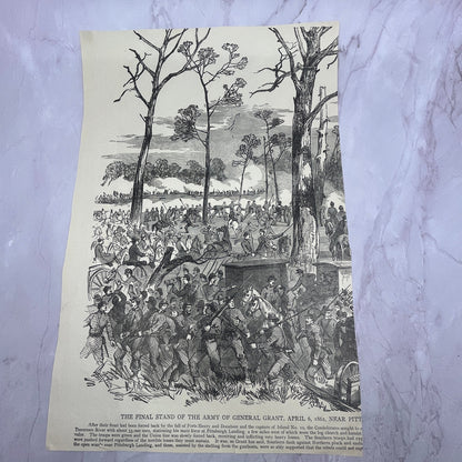 Battle of Pittsburg Landing Gen McClernand 1890s Engraving V14-6