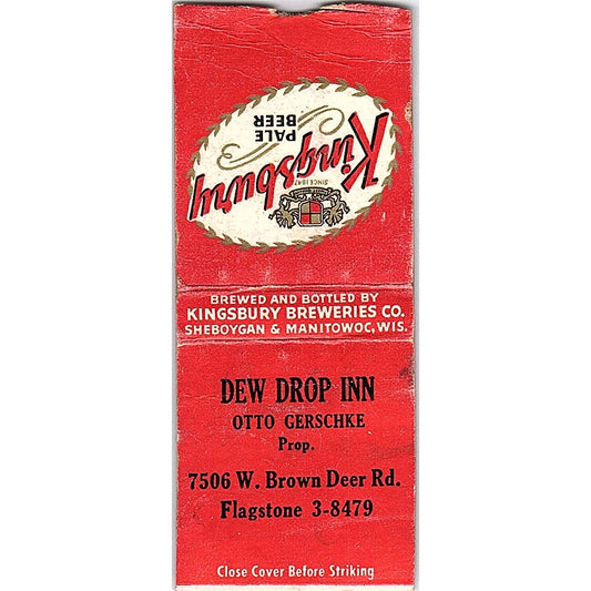 Dew Drop Inn Otto Gerschke Milwaukee Vintage Matchbook Cover SE5-Y1